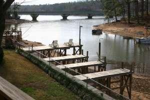Winter view of water and piers